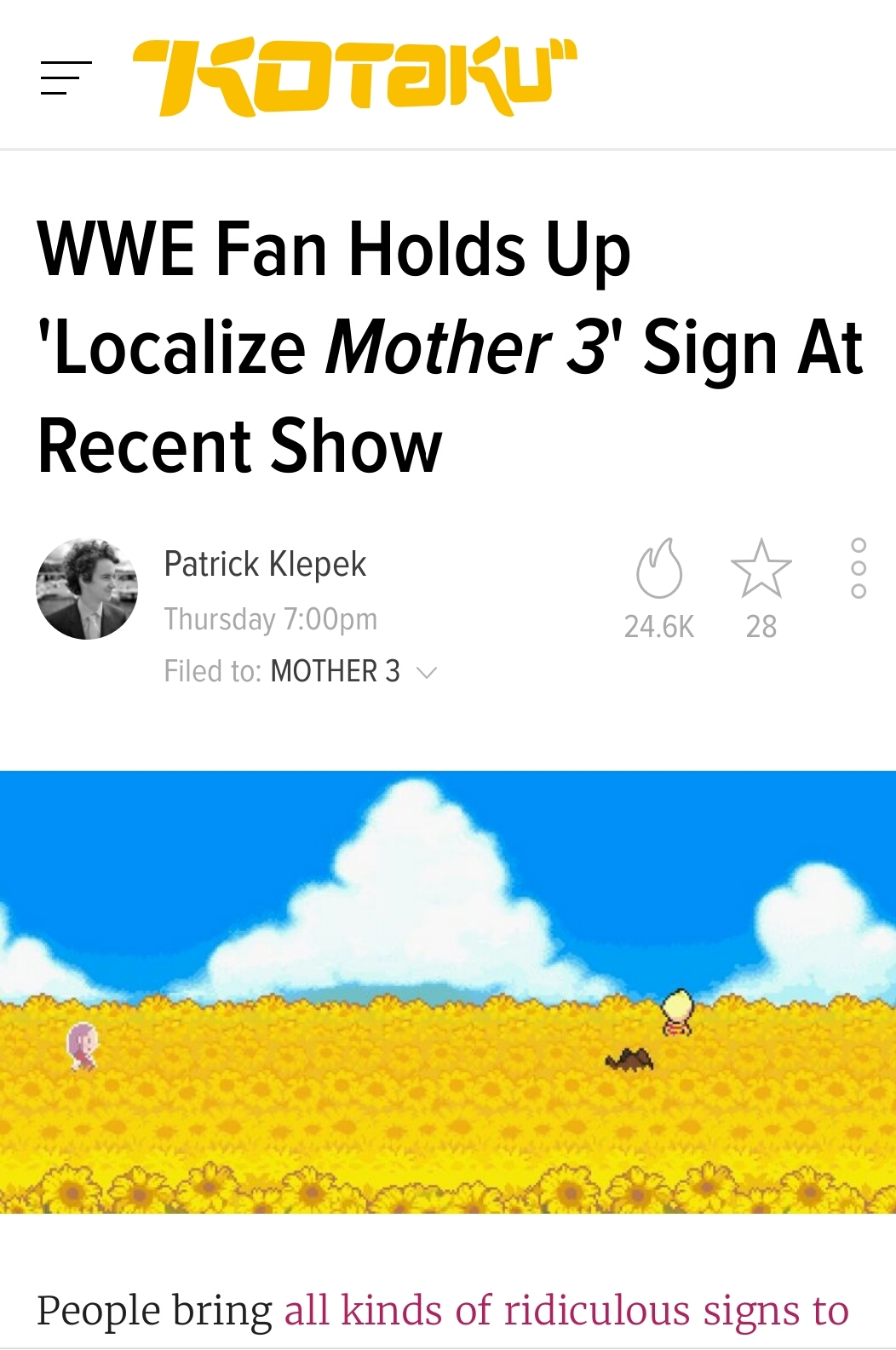 Sign of the Times – Localize Mother 3, WWE, and the Unbearable Lightness of Being an Internet Meme